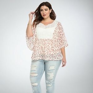TORRID FLORAL LACE CHIFFON blouse
